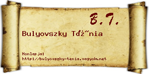 Bulyovszky Ténia névjegykártya